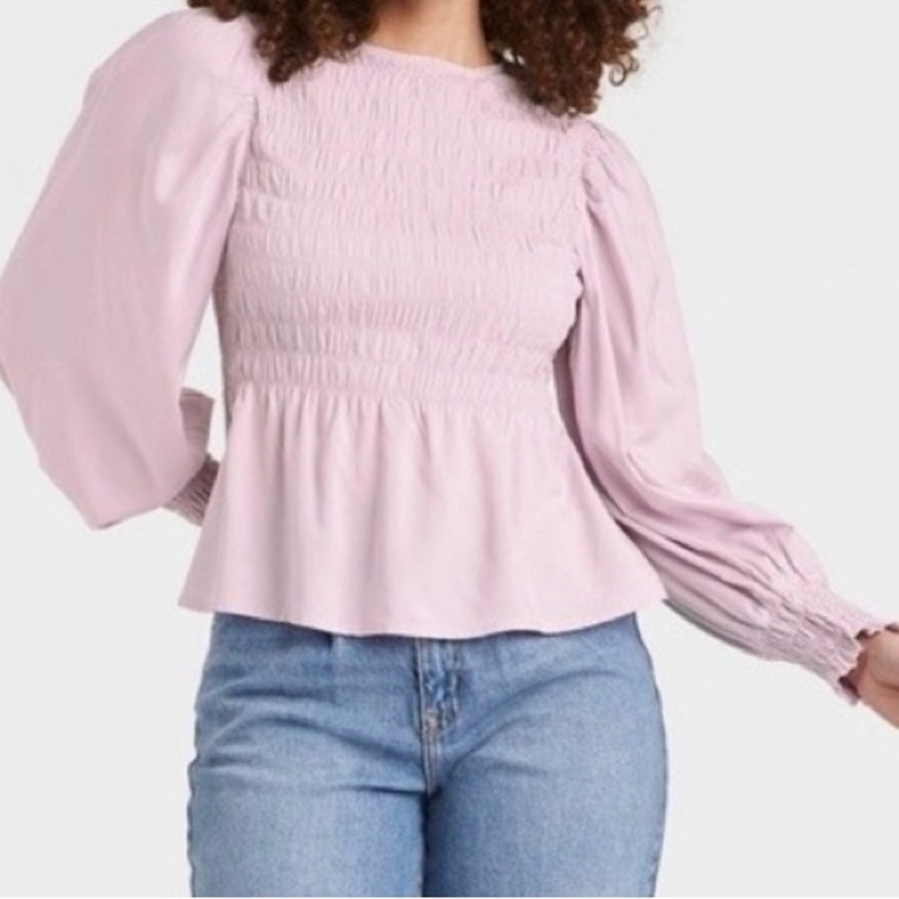 A New Day Target Pastel Purple Smocked Blouse - Size Small - EUC